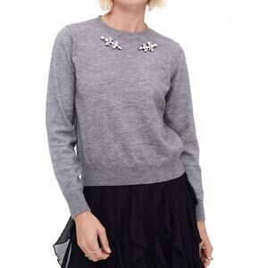 NEW WILD PONY rhinestone applique sweater in grey